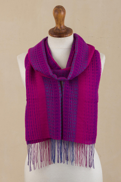 Alpaca blend scarf, 'Multicolor Valley' - Handwoven Baby Alpaca and Pima Cotton Blend Scarf from Peru