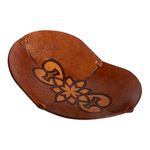 Leather catchall, 'Floral Illusion' - Hand Crafted Leather Catchall with Floral Design from Peru