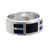 Men's sodalite and obsidian band ring, 'Nocturno' - Men's Sterling Silver, Obsidian and Sodalite Ring from Peru (image 2a) thumbail