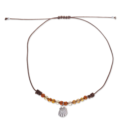 Agate Anklet with Seashell Pendant from Peru