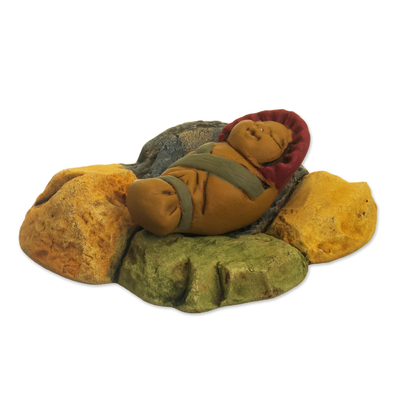 Belén de cerámica, (Juego de 5) - Belén Andino de Cerámica con Alpacas de Perú