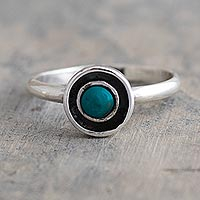 Chrysocolla cocktail ring, 'Magnetic Energy' - Sterling Silver And Chrysocolla Cocktail Ring from Peru