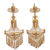 Pendientes candelabro de filigrana bañados en oro - Aretes tipo candelabro chapados en oro de 18k hechos a mano en Perú