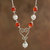Carnelian pendant necklace, 'Carnelian Heart' - Carnelian Beaded Pendant Necklace from Peru (image 2) thumbail