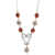 Carnelian pendant necklace, 'Carnelian Heart' - Carnelian Beaded Pendant Necklace from Peru (image 2c) thumbail