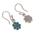 Chrysocolla and silver flower dangle earrings, 'Teal Mountain Flowers' - Chrysocolla and 950 Silver Floral Dangle Earrings from Peru (image 2d) thumbail