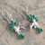 Chrysocolla and onyx dangle earrings, 'Azure Hummingbird' - Chrysocolla and Onyx Hummingbird Dangle Earrings from Peru