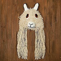 Alpaca blend hat, 'Alpaca Friend' - Furry Alpaca Beanie Hat from Peru