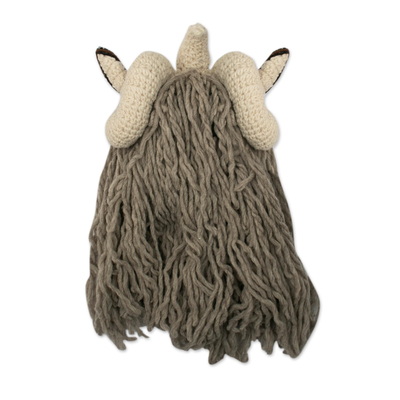 Mütze aus Alpaka-Mischung - Schafförmiger Chullo-Hut aus Alpaka-Mischung aus Peru