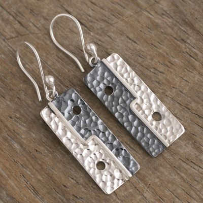 Pendientes colgantes de plata de ley - Pendientes colgantes geométricos de plata esterlina de Perú