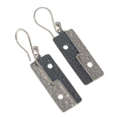 Sterling silver dangle earrings, 'Bold Geometry' - Geometric Sterling Silver Dangle Earrings from Peru