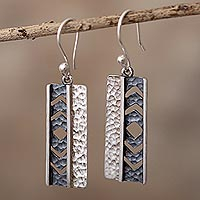 Sterling silver dangle earrings, 'Silver Arrows' - Sterling Silver Dangle Earrings from Peru