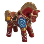 Ceramic figurine, 'Red Pucara Horse' - Hand Painted Ceramic Pucara Horse Figurine from Peru
