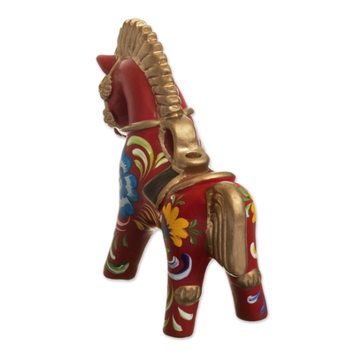 estatuilla de cerámica - Figura Caballo Pucará de Cerámica Pintada a Mano de Perú