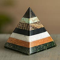 Gemstone sculpture, 'Energy' - Artisan Crafted Gemstone Pyramid Sculpture from Peru