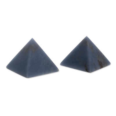 Angelite Pyramid Sculptures (Set of 2) from Peru