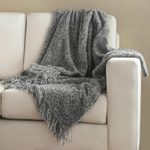 Alpaca blend throw, 'Cozy Grey' - Hand Woven Grey Boucle Alpaca Blend Throw from Peru
