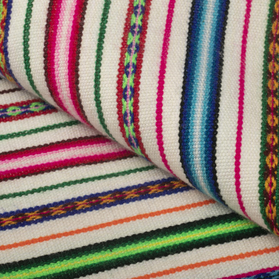 Manta tejida a mano - Manta a rayas multicolor de Perú
