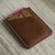 Leather card holder, 'Weekender in Camel' - Two Slot Camel Brown Leather Card Holder from Peru thumbail
