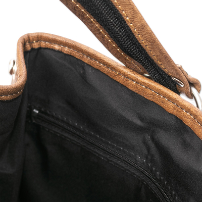 Rucksack aus Leder und Wolle - Handgewebter Rucksack aus Wolle und Leder