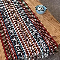 Alpaca-blend table runner, 'Inca Icons' - Inca Motif Alpaca-Blend Table Runner