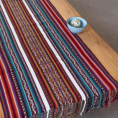 Peru Beautiful Table cloth from Cuzco Color brown and multicolor stripes.Incas 