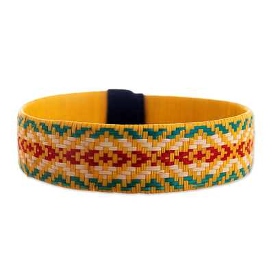 Natural fiber cuff bracelet, 'Wise Ways' - Colorful Handwoven Cuff Bracelet