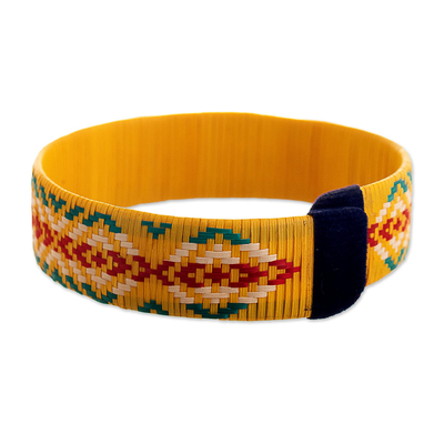 Natural fiber cuff bracelet, 'Wise Ways' - Colorful Handwoven Cuff Bracelet