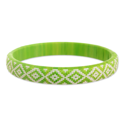 Bright Green Natural Fiber Bangle Bracelet