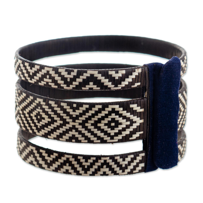 Natural fiber cuff bracelet, 'Adventure Ahead' - Handwoven Cuff Bracelet from Colombia
