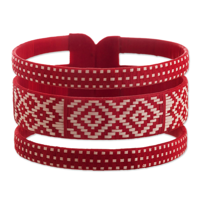Red and Off-White Cuff Bracelet