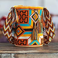 Hand-crocheted bucket bag, Colombian Sun