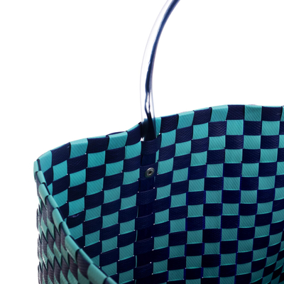 Bolso tote tejido a mano - Shopping bag Tejido Reciclado Azul