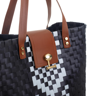Handwoven tote bag, 'Picnic in the Park' - Handcrafted Recycled Tote Bag
