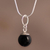 Onyx pendant necklace, 'Mysterious Light' - Black Onyx Bead Silver Pendant Necklace from Peru (image 2) thumbail