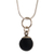 Onyx pendant necklace, 'Mysterious Light' - Black Onyx Bead Silver Pendant Necklace from Peru thumbail