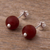 Carnelian stud earrings, 'Soul Fire' - Natural Carnelian Bead Stud Earrings From Peru (image 2) thumbail