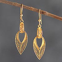 Gold-plated filigree dangle earrings, Talara Treasure