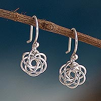 Sterling silver dangle earrings, 'Rosetta' - Spiral Sterling Silver Earrings