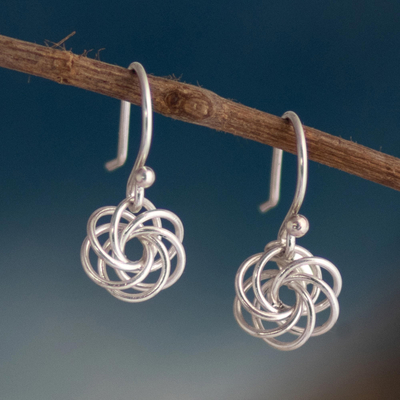 Sterling silver dangle earrings, 'Rosetta' - Spiral Sterling Silver Earrings
