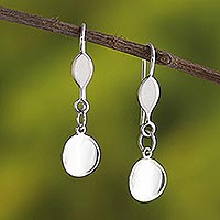 Sterling silver dangle earrings, 'Coupled' - Hand Crafted Sterling Silver Earrings