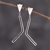 Sterling silver dangle earrings, 'Lima Boomerang' - Sterling Silver Dangle Earrings from Peru