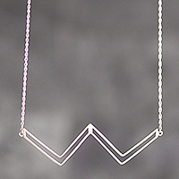 Sterling silver pendant necklace, 'Zig-Zag Maxi' - Sterling Silver Zig-Zag Pendant Necklace from Peru