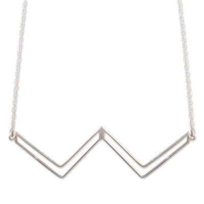 Sterling Silver Zig-Zag Pendant Necklace from Peru