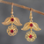 Gold-plated filigree dangle earrings, 'Piura Posy' - Flower Earrings in Gold-Plated Filigree thumbail