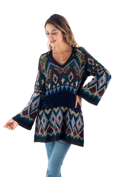 Baby alpaca blend tunic sweater, 'Enchanting Style' - Baby Alpaca Blend Pullover Sweater