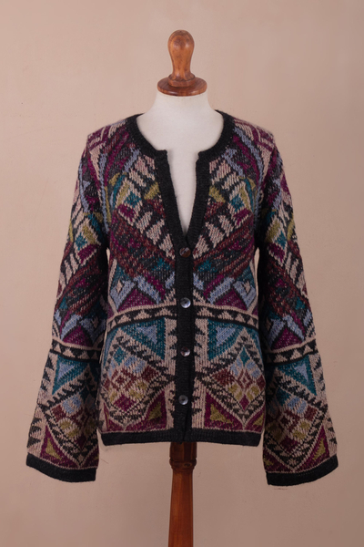 Cardigan-Pullover aus Alpaka-Mischung - Kimono-Cardigan-Pullover aus Baby-Alpaka-Mischung aus Peru
