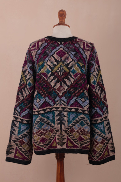 Cardigan-Pullover aus Alpaka-Mischung - Kimono-Cardigan-Pullover aus Baby-Alpaka-Mischung aus Peru