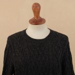 100% baby alpaca sweater, 'Long Lines in Charcoal' - Charcoal Alpaca Tunic Sweater Dress