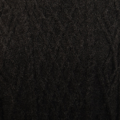 pullover aus 100 % Babyalpaka - Anthrazitfarbenes Alpaka-Tunika-Pulloverkleid
